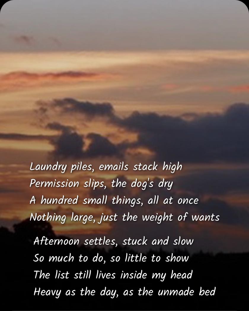Example of a Verse My Days poem overlaid on a sunset image